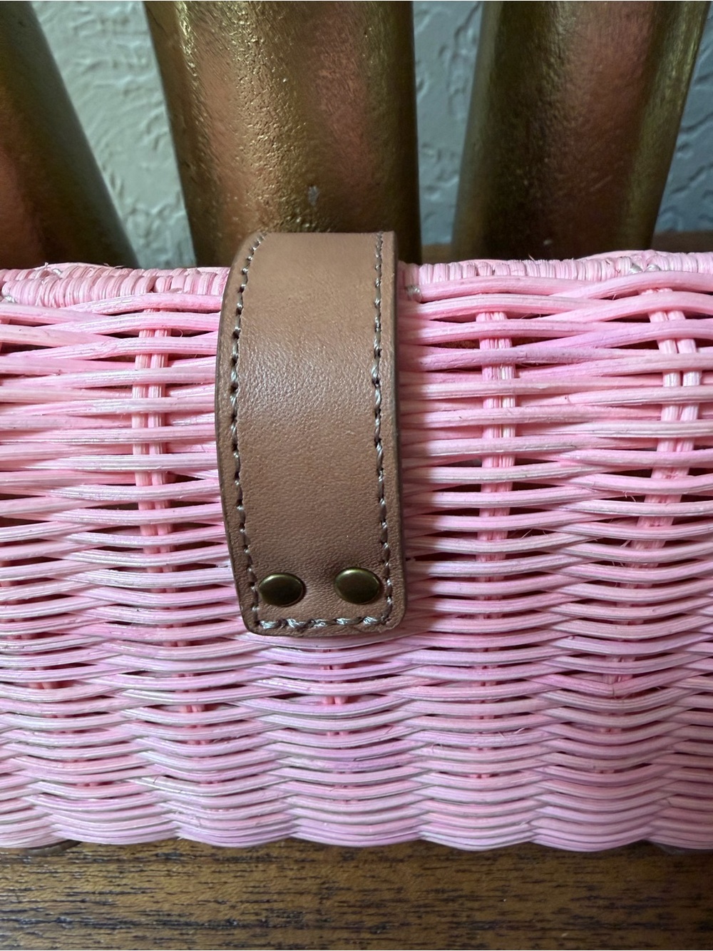 J. Crew Pink Woven Straw
Clutch with Tan Leather Trim - Picture 6 of 10